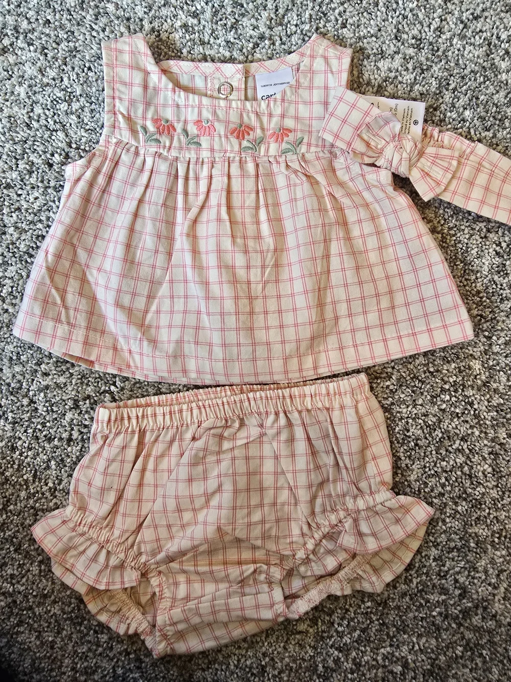 Carter's Pink Plaid Cream Two-Piece Baby Matching Set